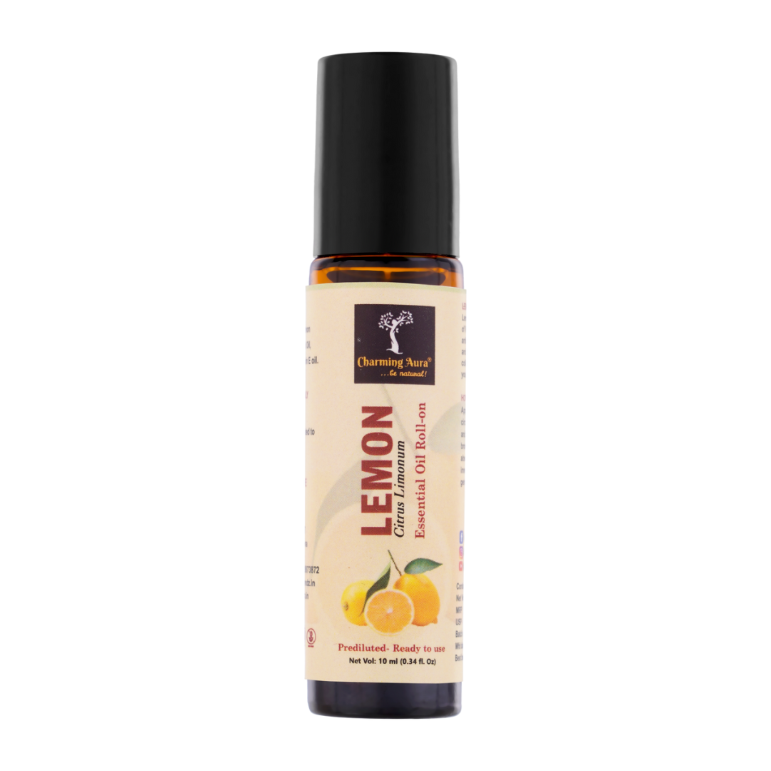 Huile essentielle de citron | Roll-on | Prédiluée, prête à l'emploi | Soin de la peau, rafraîchissement de l'humeur, antibactérienne | Pure et naturelle, qualité thérapeutique | 10 ml |
