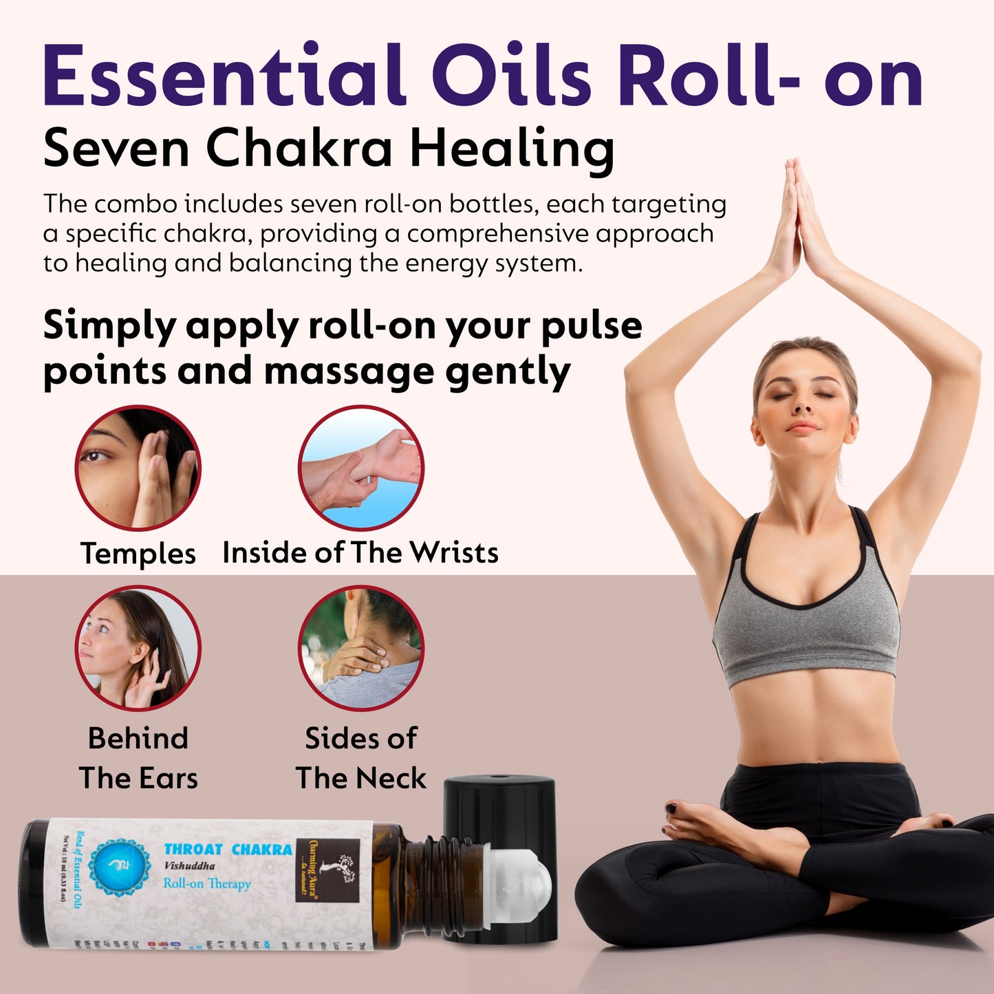 Coffret de 7 roll-ons d'aromathérapie pour la guérison et l'équilibrage des chakras - Mélange d'huiles essentielles pures et naturelles - Coffret cadeau pour la guérison des chakras, la méditation, le Reiki, le yoga et l'aromathérapie