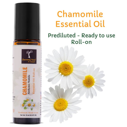 Huile essentielle de camomille | Roll-on | Prédiluée, prête à l'emploi | Soin de la peau, soulagement du stress, sommeil, méditation, concentration, problèmes respiratoires | 10 ml