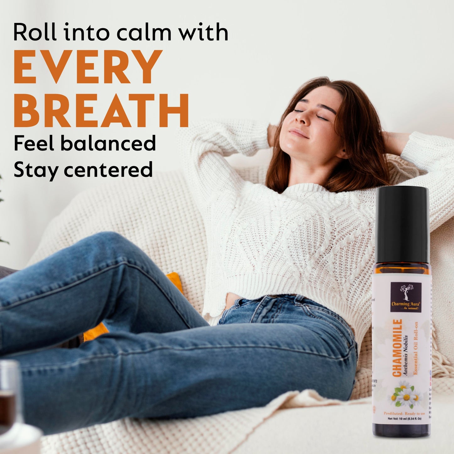 Huile essentielle de camomille | Roll-on | Prédiluée, prête à l'emploi | Soin de la peau, soulagement du stress, sommeil, méditation, concentration, problèmes respiratoires | 10 ml