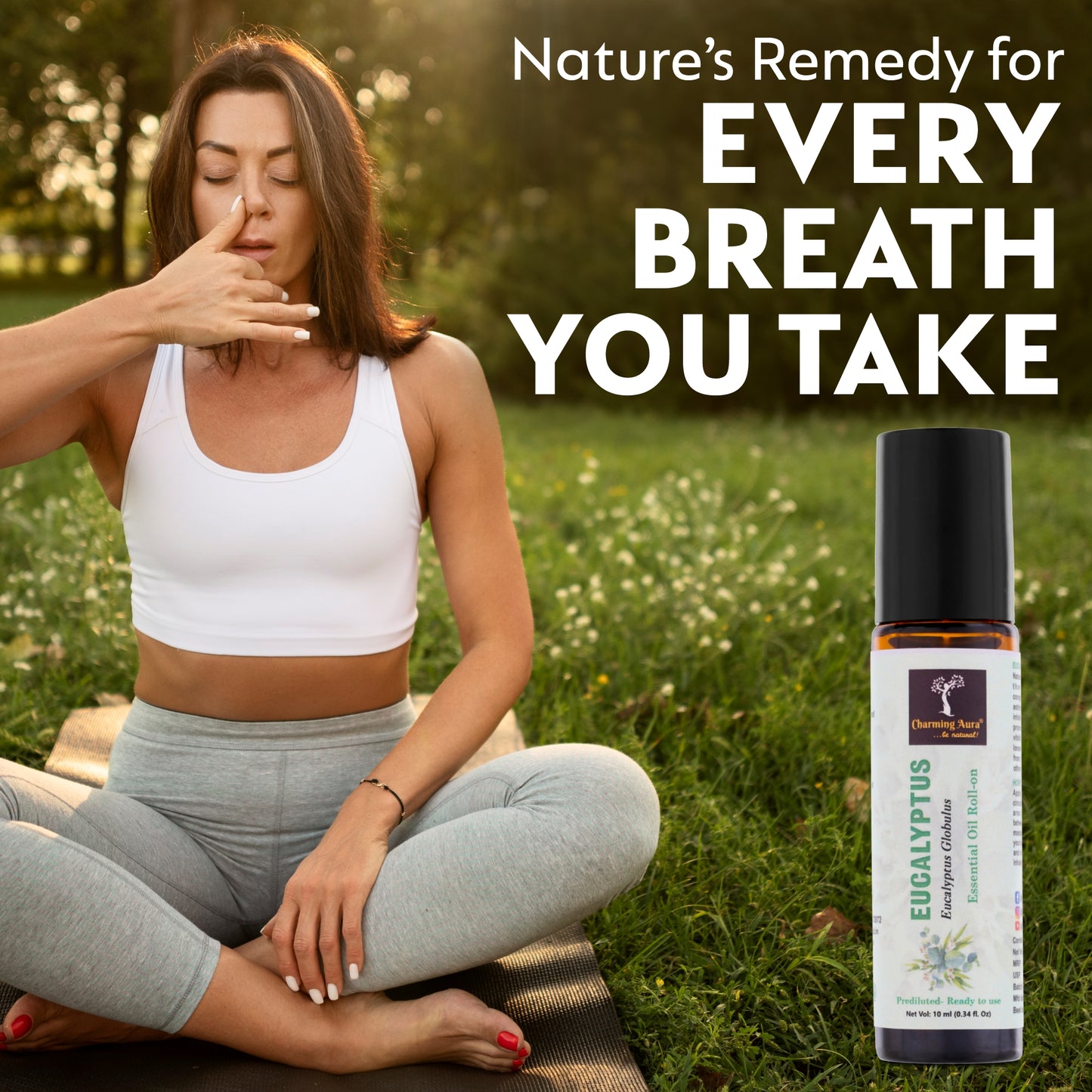 Huile essentielle d'eucalyptus | Roll-on | Prédiluée, prête à l'emploi | Pure et naturelle, de qualité thérapeutique | Soulagement de la douleur | Soulage le rhume et la grippe | 10 ml |