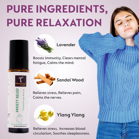 Anxiety Relief Essential Oils Blend | Roll-on | Relieving Anxiety and Promoting Relaxation | Sound Sleep | Crafted by Professional Aromatherapists