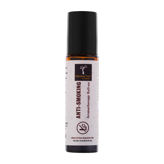 Anti Smoking Essential Oil Blend by Charming Aura | Cuts down the craving of smoking Cigarettes or Tobacco | Helps to quit smoking | 100% Pure & Natural Essential Oils | Roll-on | 10ml | Non-Drowsy Formula | Ayurvedic