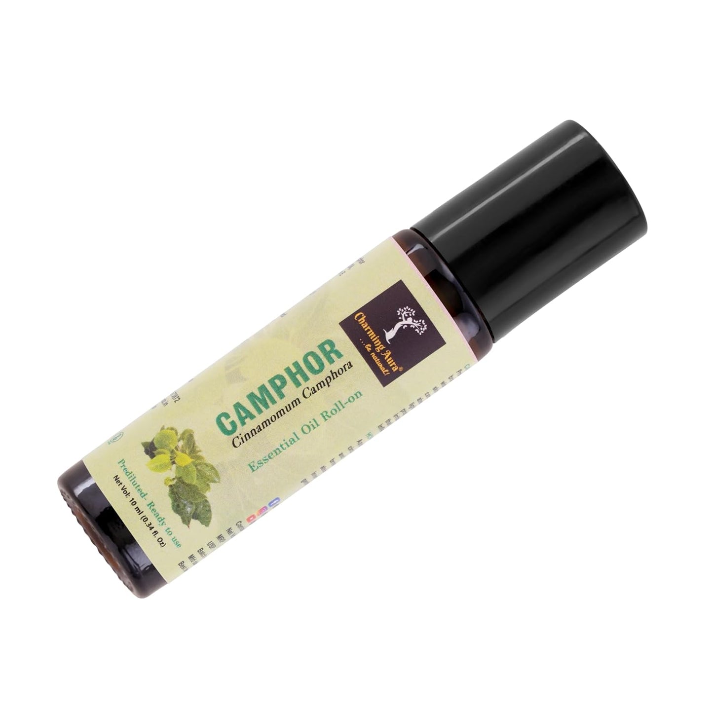 Huile essentielle de camphre | Roll-on | Prédiluée, prête à l'emploi | Pure et naturelle, de qualité thérapeutique | Soulagement de la douleur | Soulage le rhume et la grippe | Yoga | Rituels de puja | 10 ml |