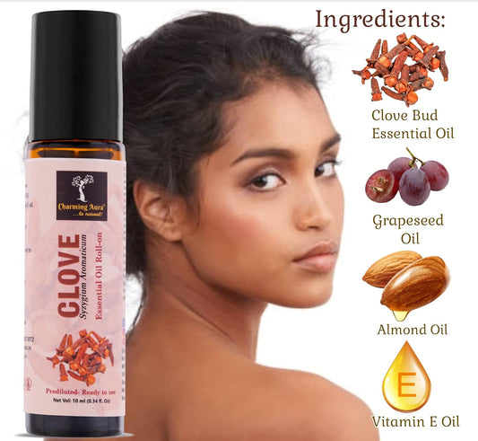 Huile essentielle de clou de girofle | Roll-on | Soulagement de la douleur, respiration facile et soulagement du stress | Pure et naturelle, qualité thérapeutique | Prédiluée, prête à l'emploi | 10 ml |