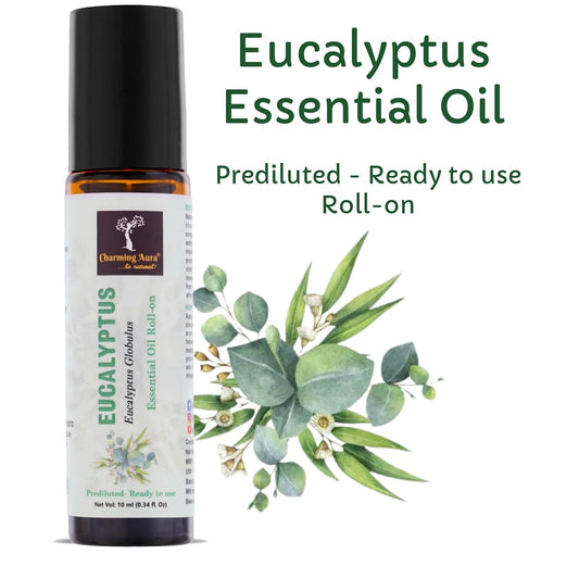 Huile essentielle d'eucalyptus | Roll-on | Prédiluée, prête à l'emploi | Pure et naturelle, de qualité thérapeutique | Soulagement de la douleur | Soulage le rhume et la grippe | 10 ml |