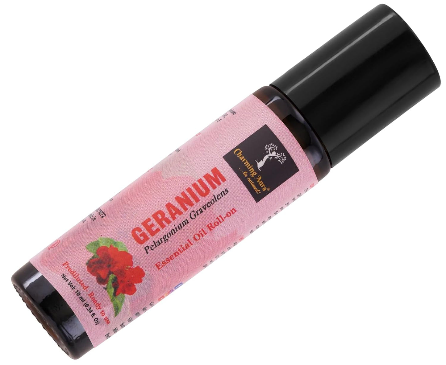 Huile essentielle de géranium | Roll-on | Prédiluée, prête à l'emploi | Soulagement de la douleur, soulagement du stress, soins de la peau | 10 ml