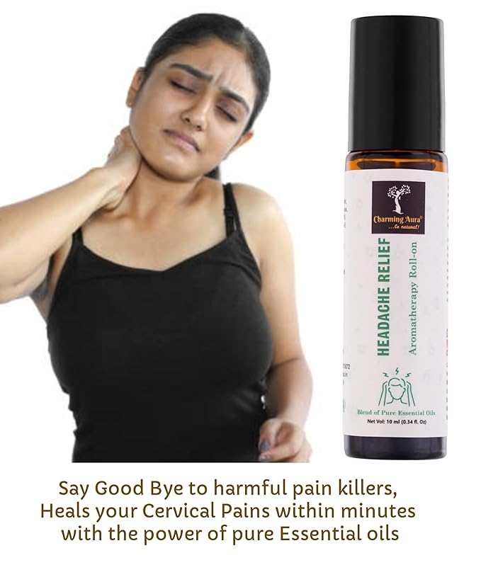 Aromatherapie-Roll-on zur Linderung von Kopfschmerzen | Natürliches Heilmittel gegen Kopfschmerzen und Migräne | Mischung aus reinen ätherischen Ölen | Eukalyptus, Pfefferminze, Ajwain | Einfach anzuwenden | Reisefreundlich |