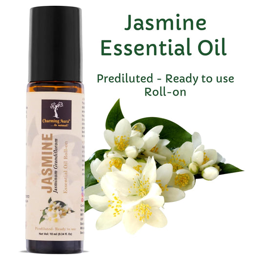 Jasmine Essential Oil | Roll-On | Prediluted- ready to use | for Skin, Puja, Aroma Therapy, Stress Relief, Sleep and Relaxation | 10ml |