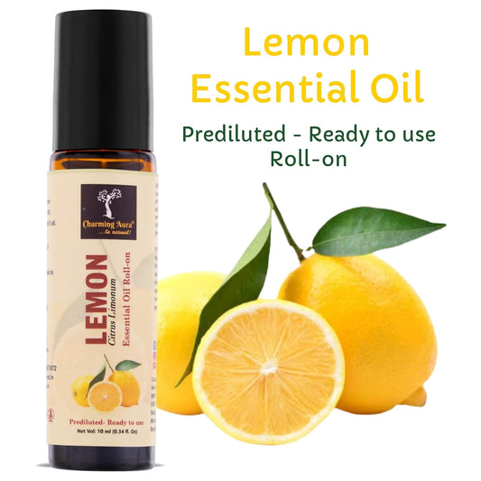 Lemon Essential Oil | Roll-On | Prediluted ready to use | for Skin Care, Mood Refresher, Anti-Bacterial | Pure & Natural, Therapeutic Grade | 10ml |