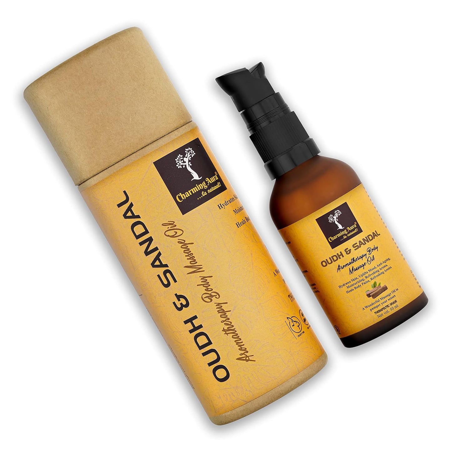 Sandalwood & Oudh Aromatherapy Massage Oil, Makes Skin softer, Anti-Ageing, Reduces Stress & Anxiety- Aromatherapy formulated with Sandalwood Essential Oil, Oudh Essential Oil, Almond Oil, Jojoba Oil, Vitamin E