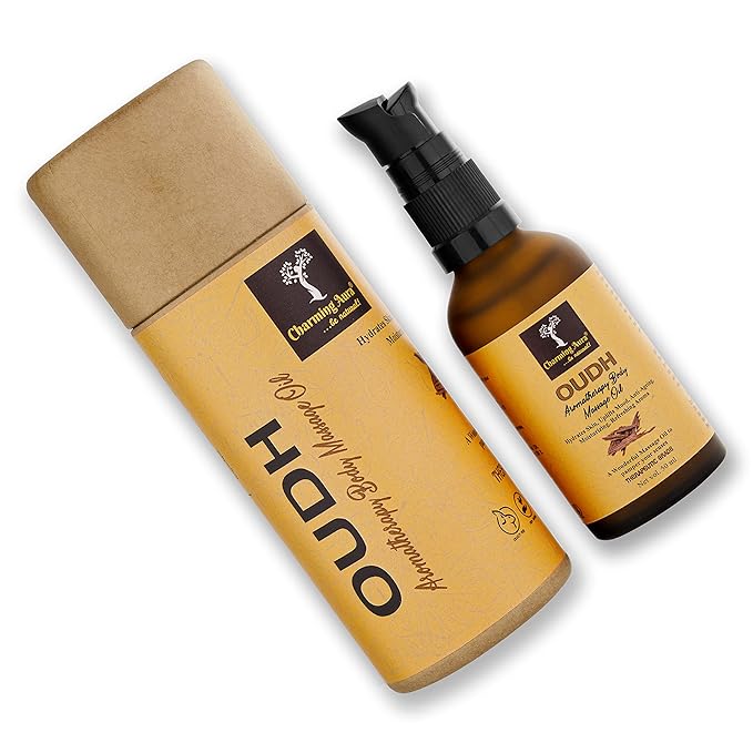 Huile de massage aromathérapeutique au bois de santal et à l'oudh, adoucit la peau, anti-âge, réduit le stress et l'anxiété - Formulé avec de l'huile essentielle de bois de santal, huile essentielle d'oudh - 50 ml