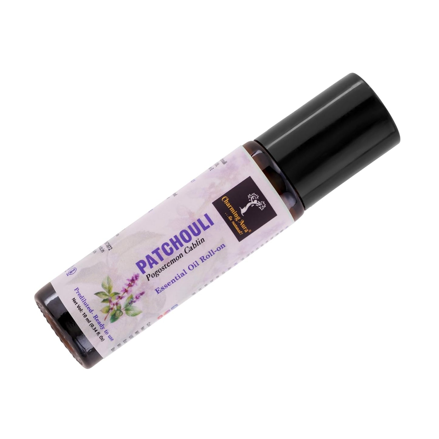 Huile essentielle de patchouli | Roll-on | Prédiluée, prête à l'emploi | Soulagement du stress, soins de la peau, méditation, yoga, respiration facile | 10 ml |
