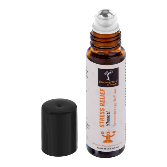 Stress Relief Aromatherapy Roll-on | Blend of pure & natural Essential Oils by Charming Aura | Relieves Stress & Creates sense of relaxation | 10ml | Crafted by Certified Aromatherapists