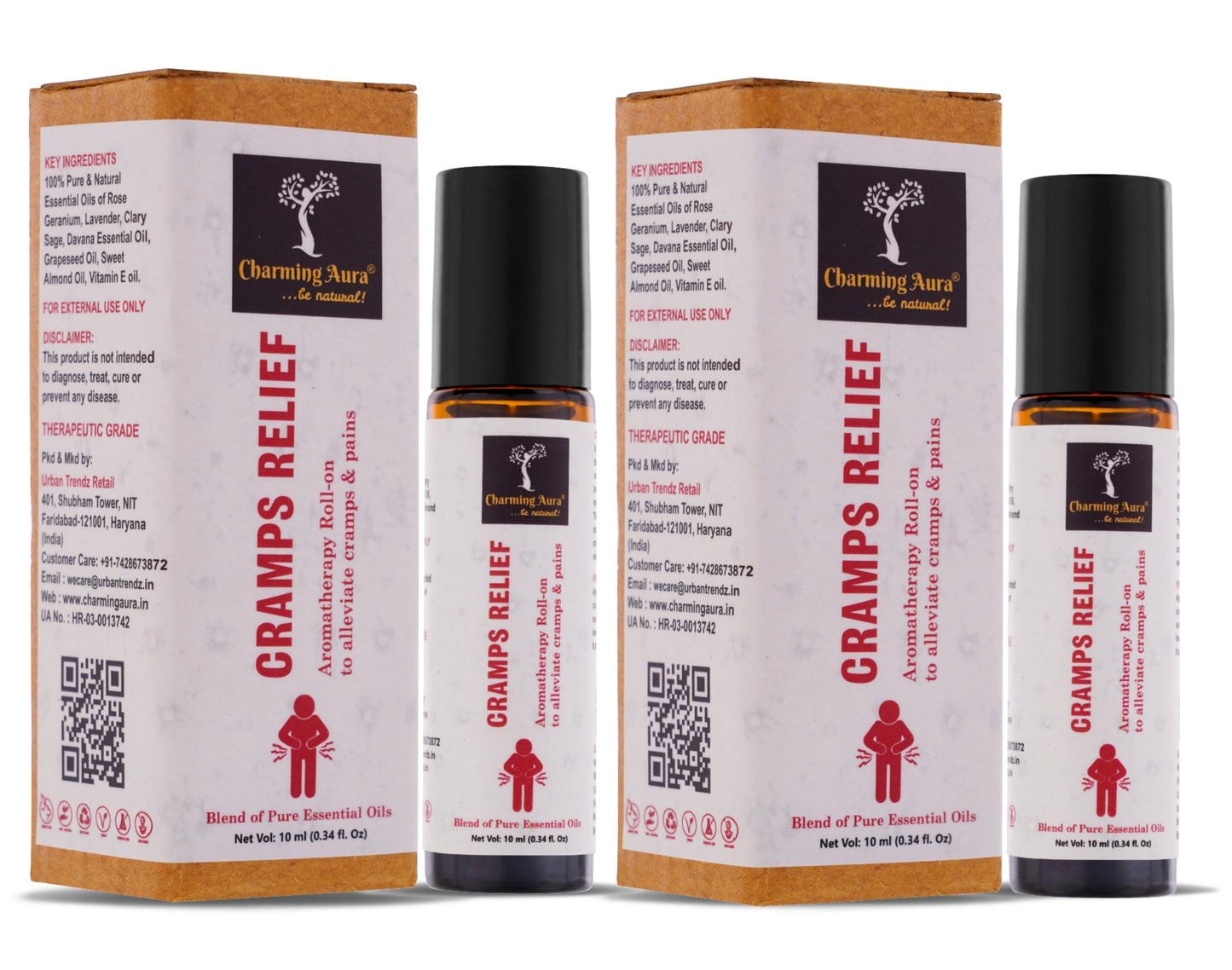 Cramps Relief Aromatherapy Roll-on for women | Blend of Pure & Natural Essential Oils | for Menstrual pain & Cramps relief | Eleviate Mood Swings | with richness of Clary Sage & Davana Oil - 10ml