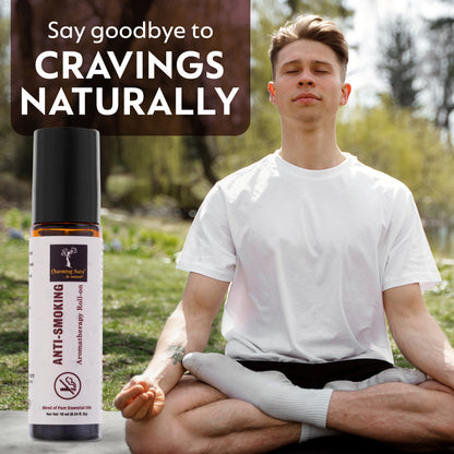 Anti Smoking Essential Oil Blend by Charming Aura | Cuts down the craving of smoking Cigarettes or Tobacco | Helps to quit smoking | 100% Pure & Natural Essential Oils | Roll-on | 10ml | Non-Drowsy Formula | Ayurvedic