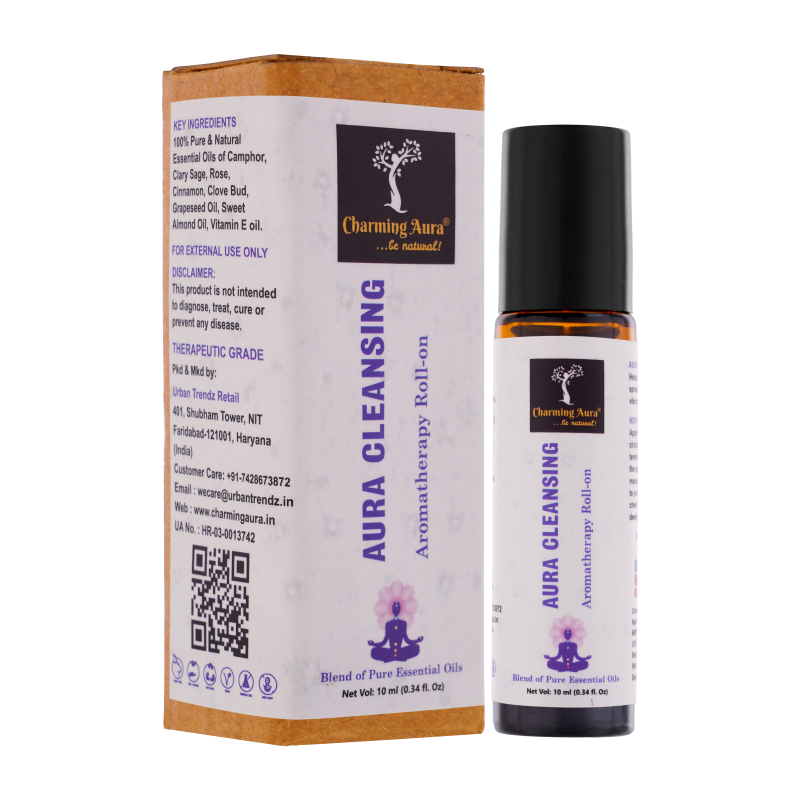 Aura Cleansing Aromatherapy Roll-on | Helps to remove negativity & spread positive, energetic vibe to clean your Aura | Miraculous blend of Pure Essential Oils by Charming Aura | 10ml |