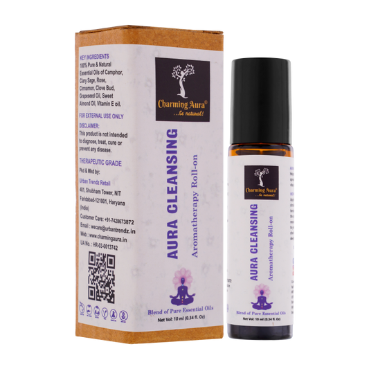Aura Cleansing Aromatherapy Roll-on | Helps to remove negativity & spread positive, energetic vibe to clean your Aura | Miraculous blend of Pure Essential Oils by Charming Aura | 10ml |