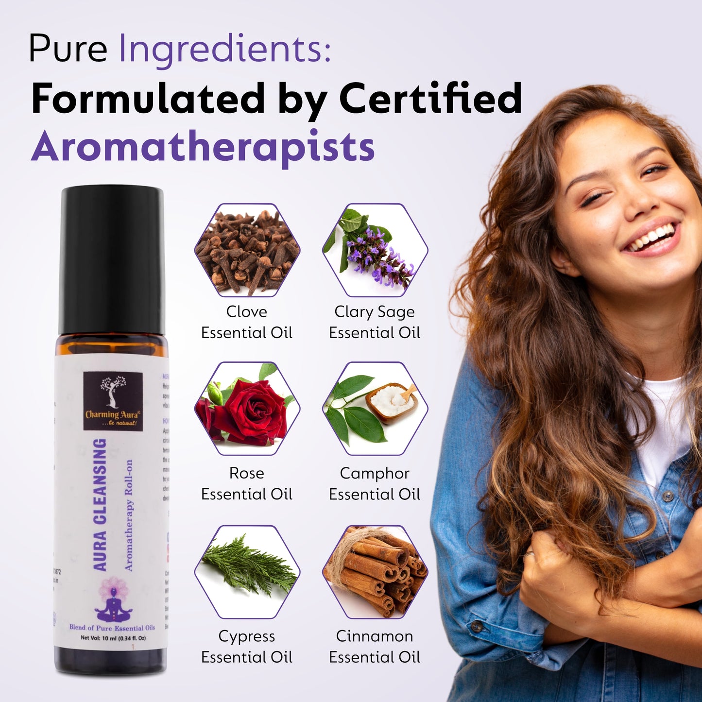 Aura Cleansing Aromatherapy Roll-on | Helps to remove negativity & spread positive, energetic vibe to clean your Aura | Miraculous blend of Pure Essential Oils by Charming Aura | 10ml |