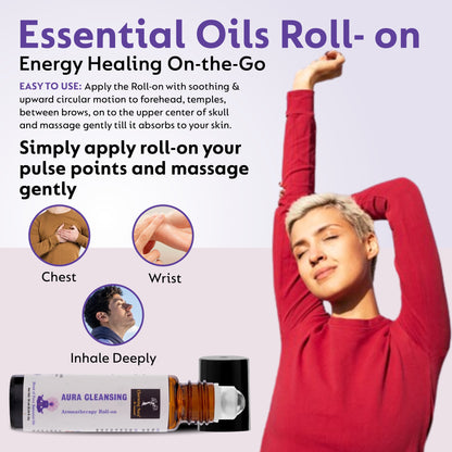 Aura Cleansing Aromatherapy Roll-on | Helps to remove negativity & spread positive, energetic vibe to clean your Aura | Miraculous blend of Pure Essential Oils by Charming Aura | 10ml |