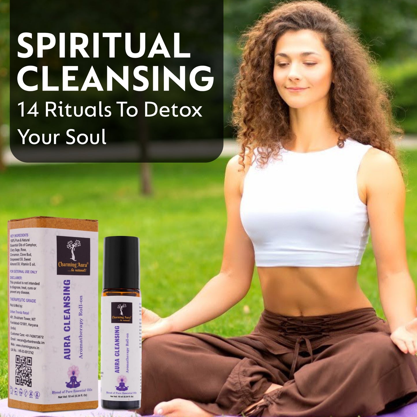 Aura Cleansing Aromatherapy Roll-on | Helps to remove negativity & spread positive, energetic vibe to clean your Aura | Miraculous blend of Pure Essential Oils by Charming Aura | 10ml |
