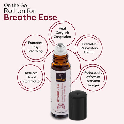Roll-on Breathe Ease | Mélange d'huiles essentielles pures | Eucalyptus, menthe poivrée, cardamome | Soulagement des difficultés respiratoires