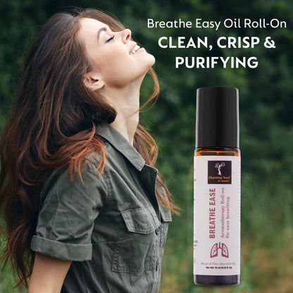 Roll-on Breathe Ease | Mélange d'huiles essentielles pures | Eucalyptus, menthe poivrée, cardamome | Soulagement des difficultés respiratoires