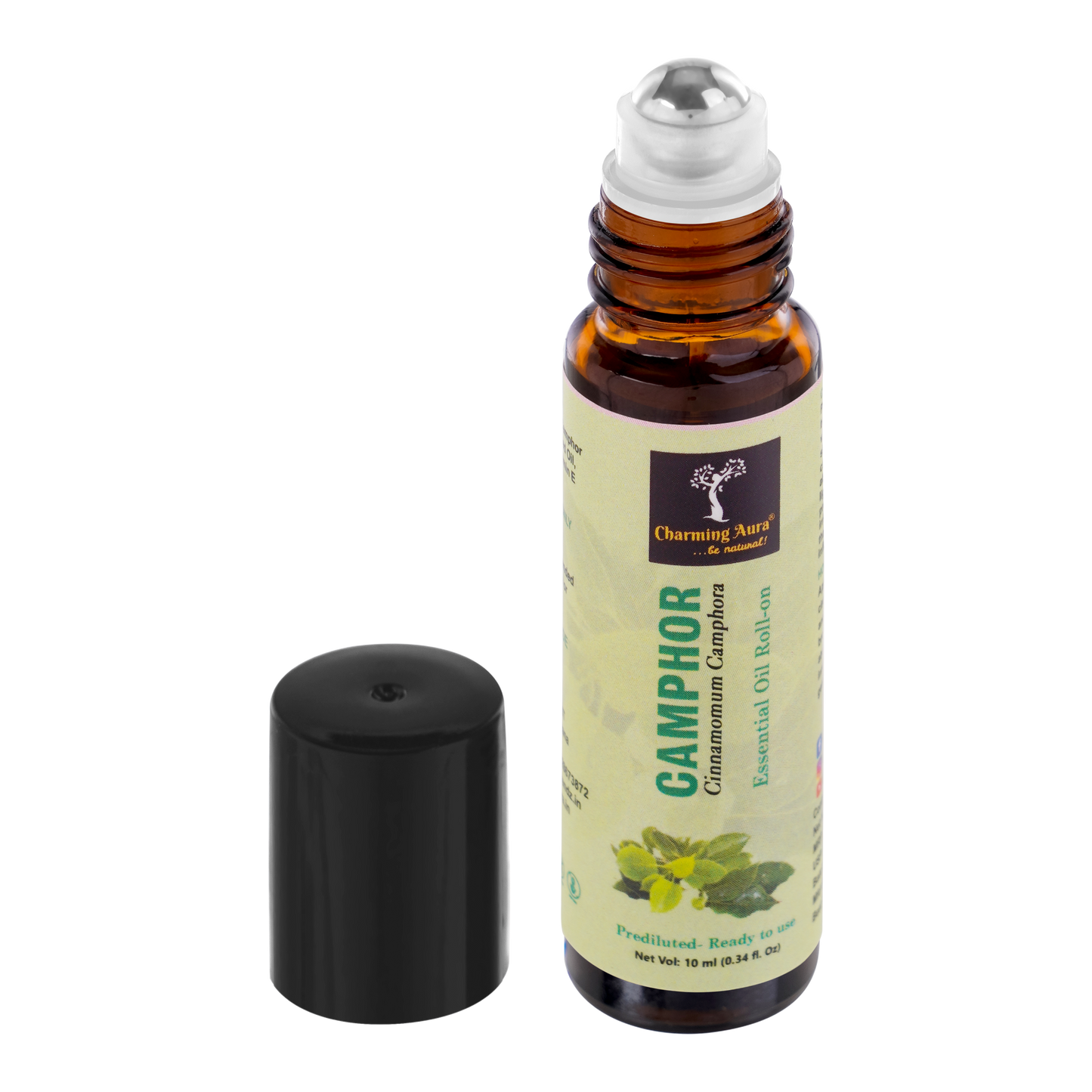 Camphor Essential Oil | Roll-On | Prediluted ready to use | Pure & Natural Therapeutic Grade | Pain Relief | Relieves from Cold & Flu | Yoga | Puja Rituals |10ml |