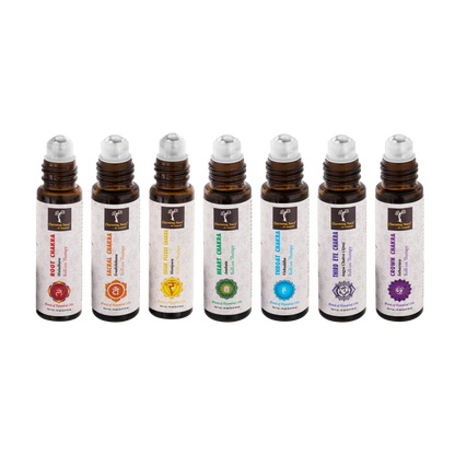 Combo Set of 7 Chakra Healing & Balancing Aromatherapy Roll-on- Blends of Pure & Natural Essential Oils - Gift Set for Chakra Healing, Meditation, Reiki, Yoga & Aromatherapy