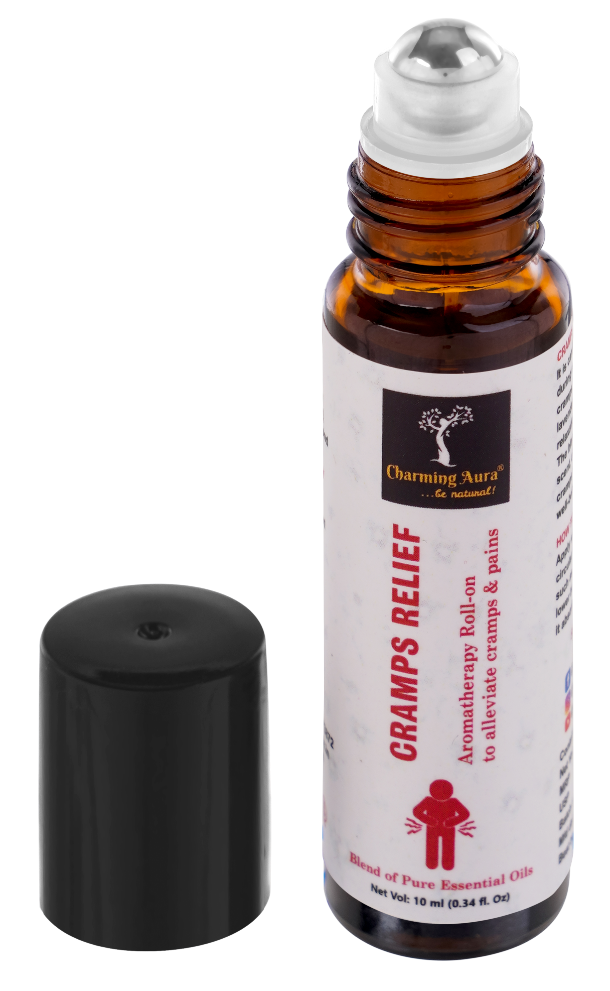 Cramps Relief Aromatherapy Roll-on for women | Blend of Pure & Natural Essential Oils | for Menstrual pain & Cramps relief | Eleviate Mood Swings | with richness of Clary Sage & Davana Oil - 10ml