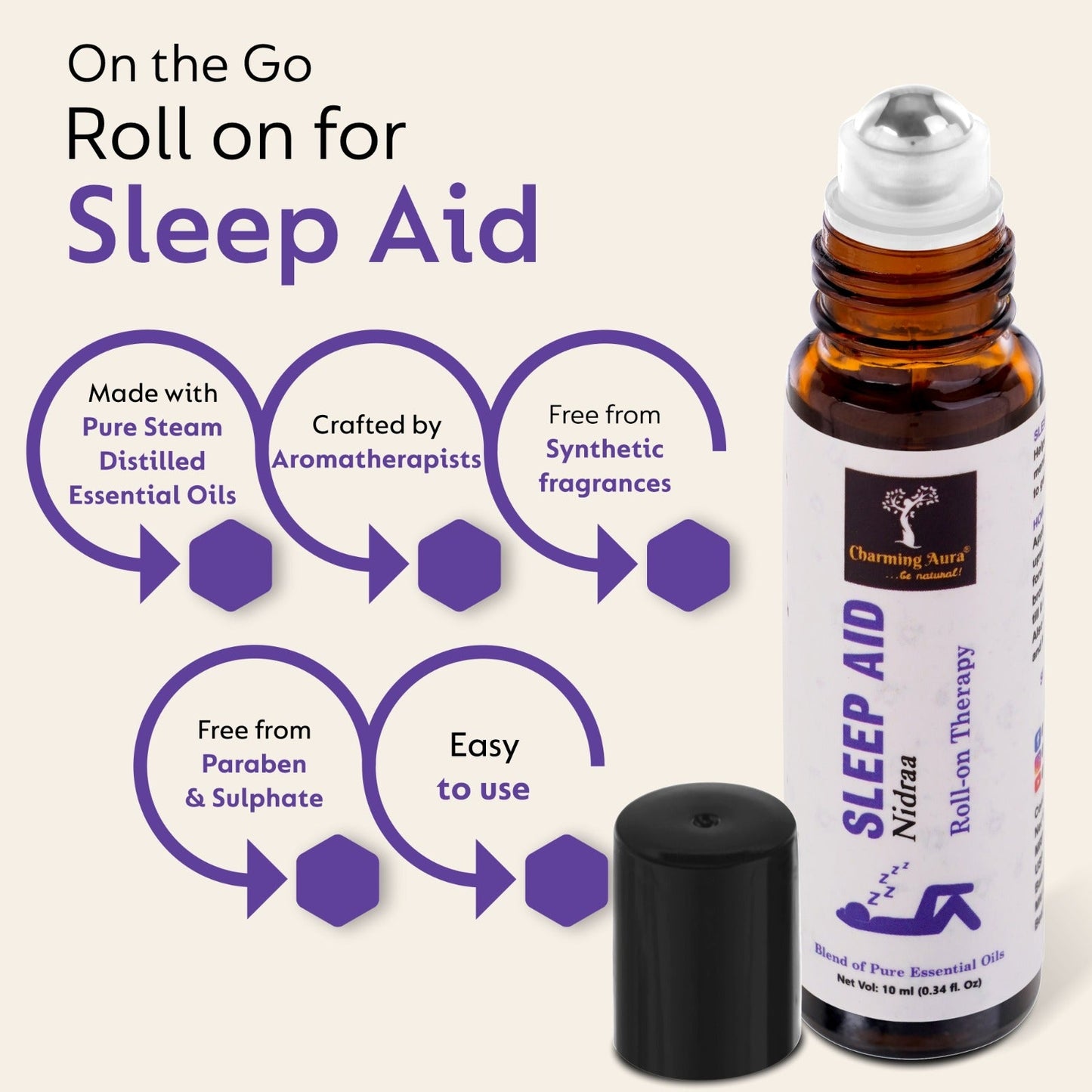 Deep Sleep Aid Roll-on | Insomnia Relief, Stress Relief, Relaxing | Blend of 100% pure and natural essential oils | Easy To Use Roll On