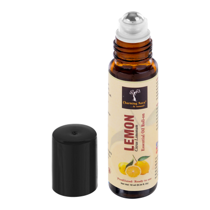 Lemon Essential Oil | Roll-On | Prediluted ready to use | for Skin Care, Mood Refresher, Anti-Bacterial | Pure & Natural, Therapeutic Grade | 10ml |