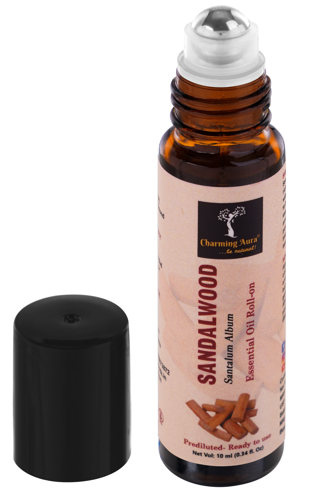 Sandalwood Essential Oil | Roll-on | for Skin Care, Yoga, Meditation, Refreshment, Reiki, Stress relief | 10ml | Prediluted- Ready to use |
