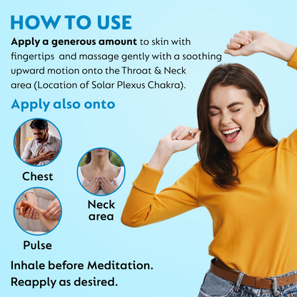 Huile thérapeutique roll-on pour le chakra de la gorge (Vishuddha) - Mélange d'huiles essentielles pures et naturelles, exprimez votre voix authentique - 10 ml