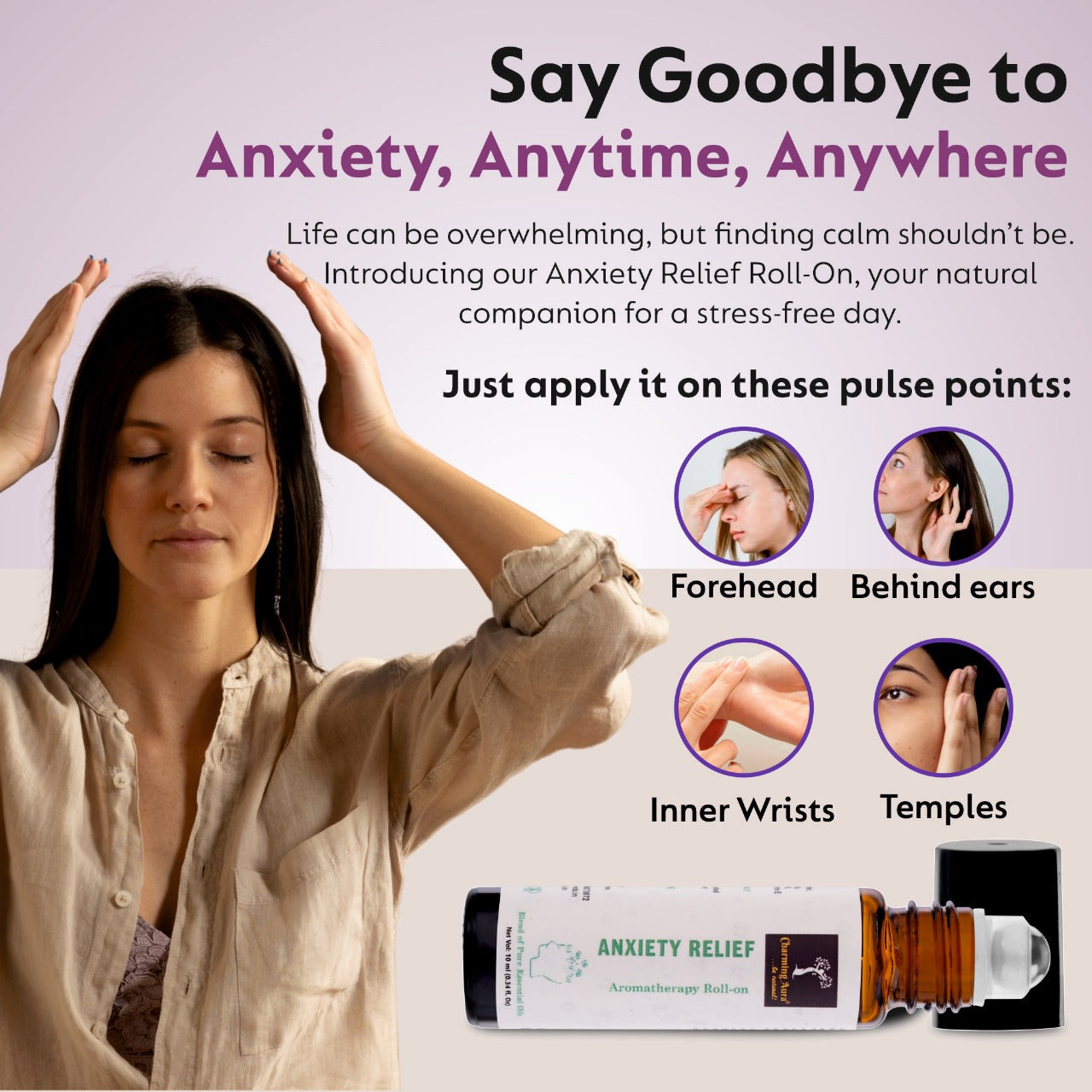 Anxiety Relief Essential Oils Blend | Roll-on | Relieving Anxiety and Promoting Relaxation | Sound Sleep | Crafted by Professional Aromatherapists
