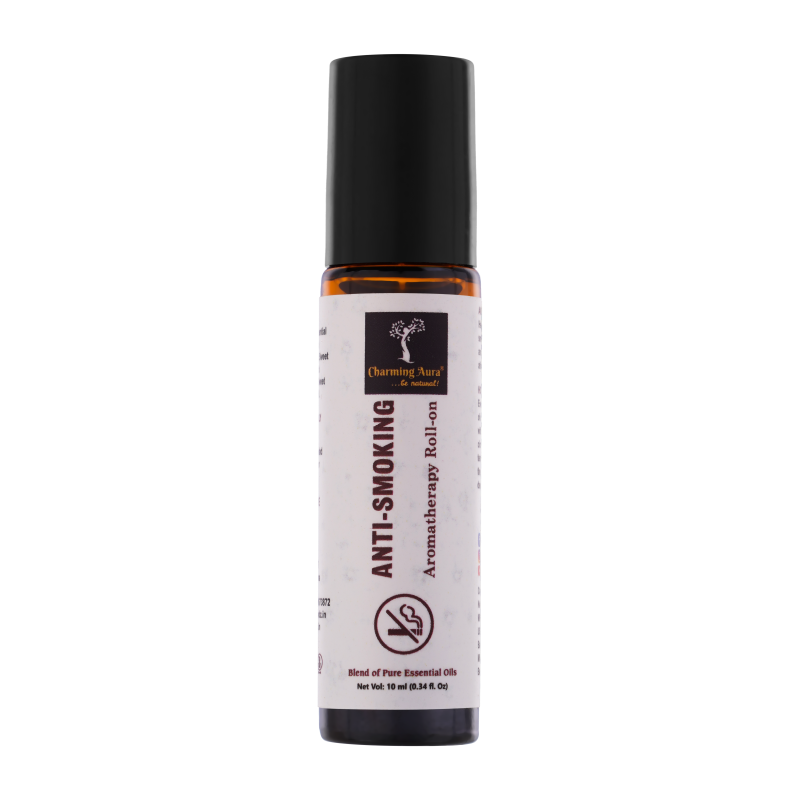 Anti Smoking Essential Oil Blend by Charming Aura | Cuts down the craving of smoking Cigarettes or Tobacco | Helps to quit smoking | 100% Pure & Natural Essential Oils | Roll-on | 10ml | Non-Drowsy Formula | Ayurvedic