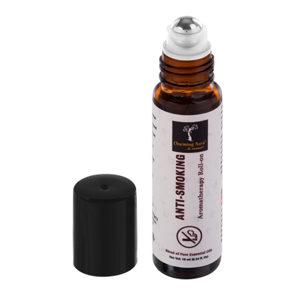 Anti Smoking Essential Oil Blend by Charming Aura | Cuts down the craving of smoking Cigarettes or Tobacco | Helps to quit smoking | 100% Pure & Natural Essential Oils | Roll-on | 10ml | Non-Drowsy Formula | Ayurvedic