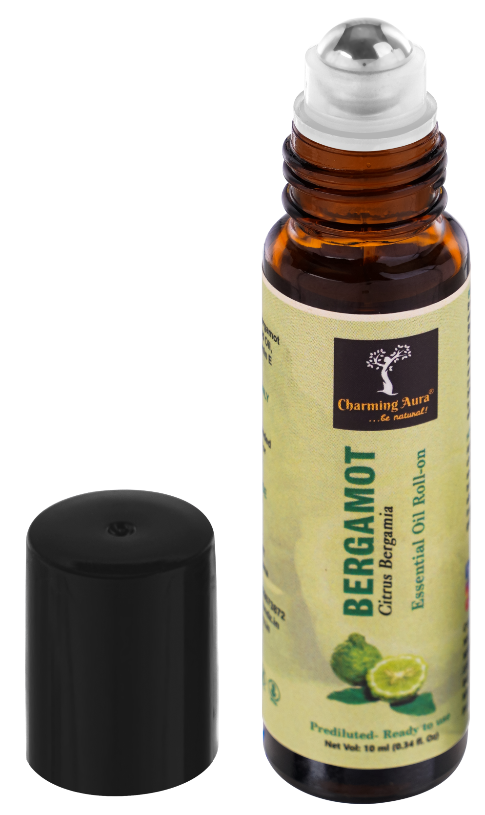 Bergamot Essential Oil | Roll-On | Prediluted ready to use | Combats Negative Emotions | Relieves from Cold & Flu | 10ml |