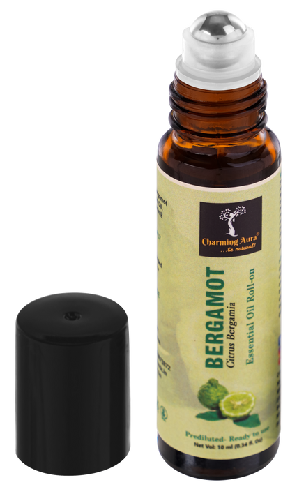 Bergamot Essential Oil | Roll-On | Prediluted ready to use | Combats Negative Emotions | Relieves from Cold & Flu | 10ml |