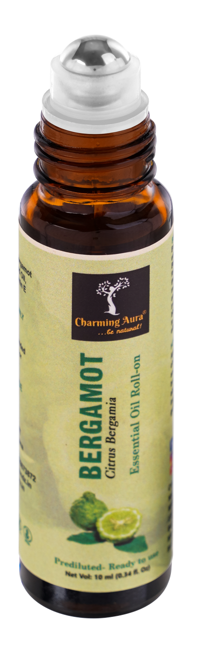 Bergamot Essential Oil | Roll-On | Prediluted ready to use | Combats Negative Emotions | Relieves from Cold & Flu | 10ml |