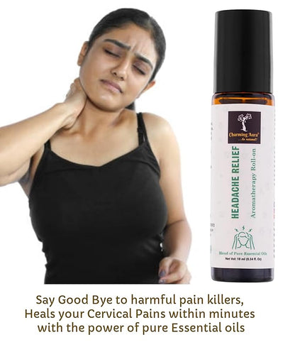 Aromatherapie-Roll-on zur Linderung von Kopfschmerzen | Natürliches Heilmittel gegen Kopfschmerzen und Migräne | Mischung aus reinen ätherischen Ölen | Eukalyptus, Pfefferminze, Ajwain | Einfach anzuwenden | Reisefreundlich |
