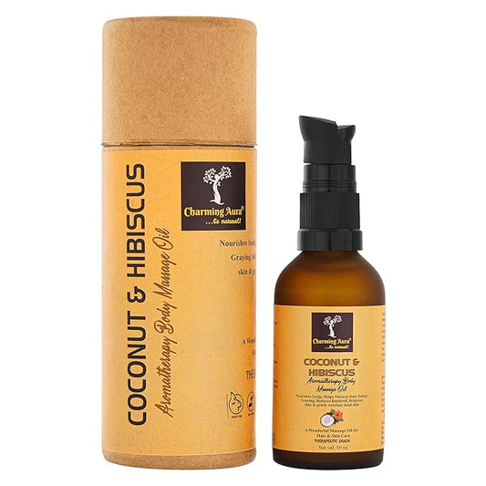 Huile de massage aromathérapeutique à la noix de coco et à l'hibiscus - Soin de la peau, croissance des cheveux, hydratation, relaxation musculaire, huile SPA aromathérapeutique - 50 ml