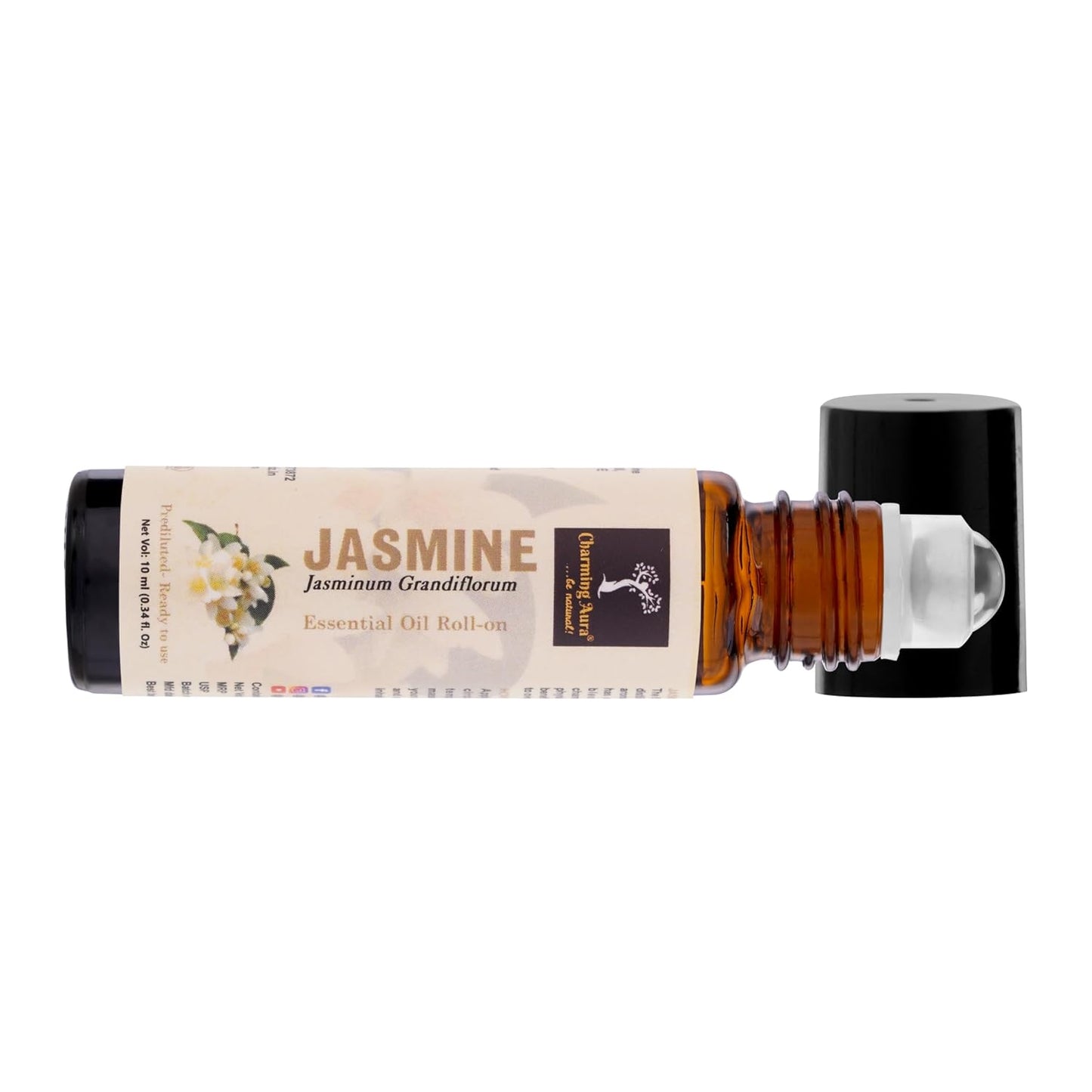 Jasmine Essential Oil | Roll-On | Prediluted- ready to use | for Skin, Puja, Aroma Therapy, Stress Relief, Sleep and Relaxation | 10ml |