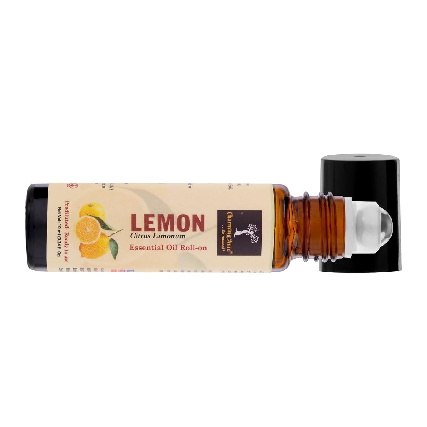 Lemon Essential Oil | Roll-On | Prediluted ready to use | for Skin Care, Mood Refresher, Anti-Bacterial | Pure & Natural, Therapeutic Grade | 10ml |