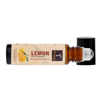 Lemon Essential Oil | Roll-On | Prediluted ready to use | for Skin Care, Mood Refresher, Anti-Bacterial | Pure & Natural, Therapeutic Grade | 10ml |