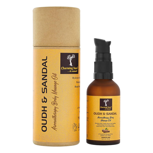 Sandalwood & Oudh Aromatherapy Massage Oil, Makes Skin softer, Anti-Ageing, Reduces Stress & Anxiety- Aromatherapy formulated with Sandalwood Essential Oil, Oudh Essential Oil, Almond Oil, Jojoba Oil, Vitamin E