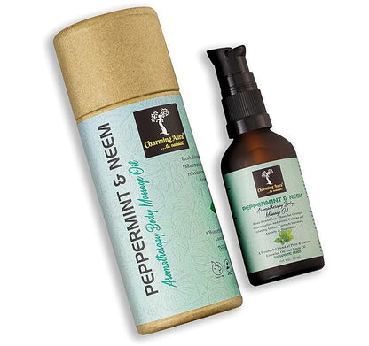 Huile de massage aromathérapeutique à la menthe poivrée et au neem - Soin ultime pour la peau, soulage les maux de tête, rafraîchit votre esprit, soulage les douleurs articulaires et musculaires - 50 ml