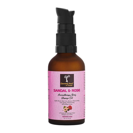 Huile de massage aromathérapie au bois de santal et à la rose, relaxante musculaire, améliore l'humeur, stimule la relaxation, peau éclatante et radieuse, anti-inflammatoire - 50 ml