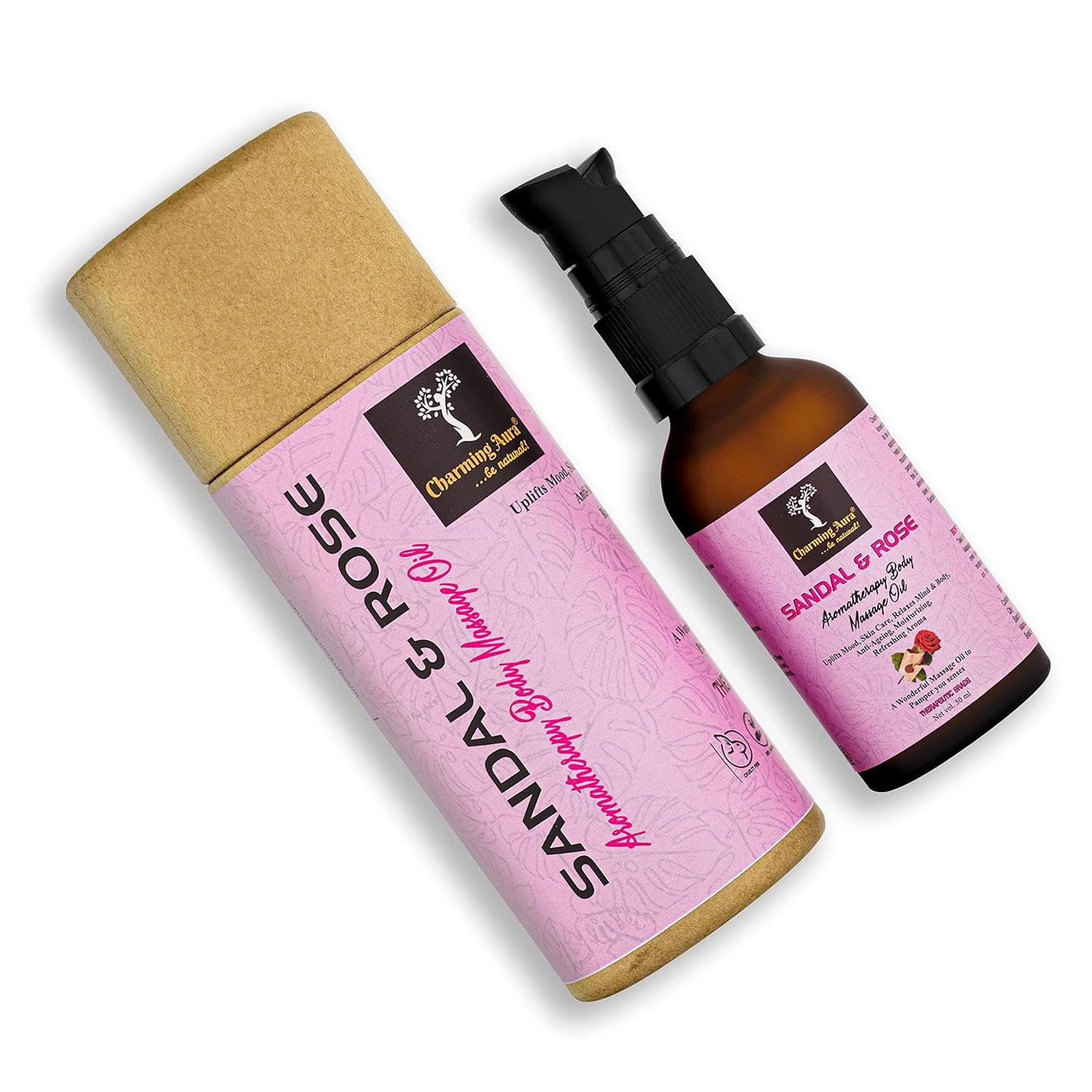 Huile de massage aromathérapie au bois de santal et à la rose, relaxante musculaire, améliore l'humeur, stimule la relaxation, peau éclatante et radieuse, anti-inflammatoire - 50 ml