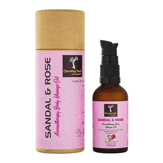 Huile de massage aromathérapie au bois de santal et à la rose, relaxante musculaire, améliore l'humeur, stimule la relaxation, peau éclatante et radieuse, anti-inflammatoire - 50 ml